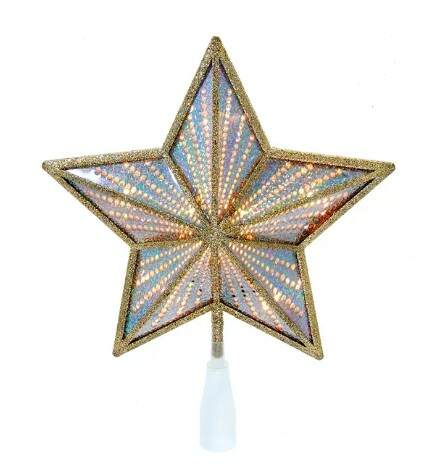 Item 107018 Lighted Gold/Iridescent Star Tree Topper With 10 Lights