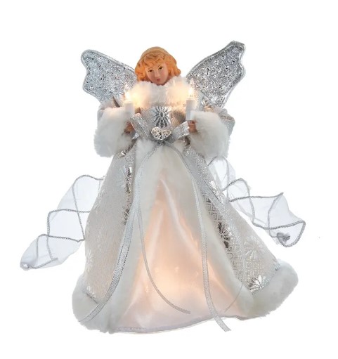 Item 107030 Silver and White Angel Tree Topper