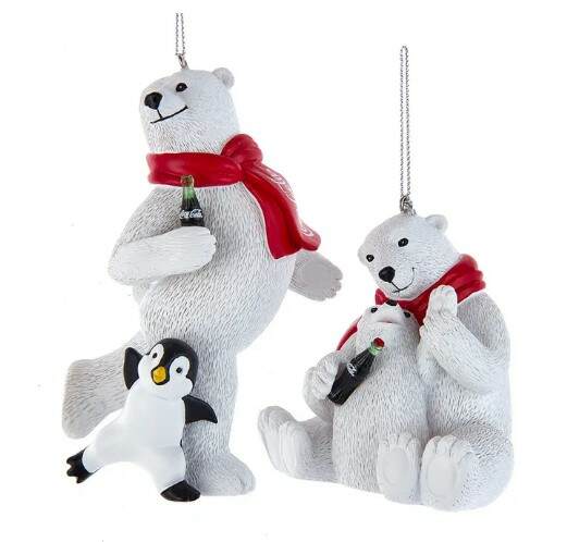 Item 107032 Coke Bear With Penguin/Bear Cub Ornament