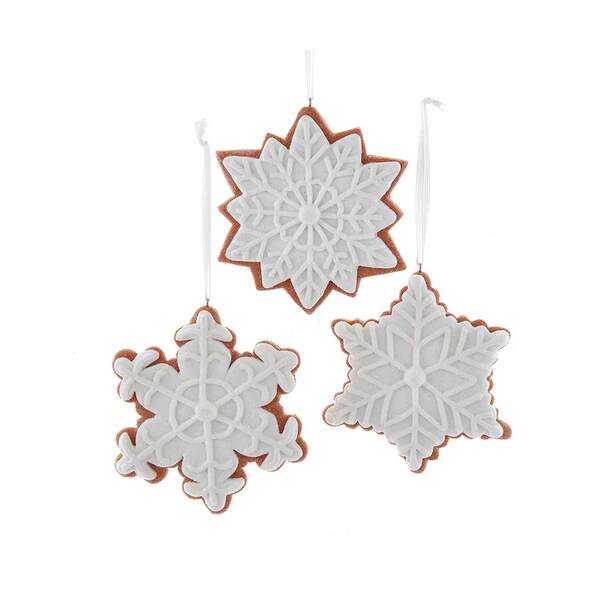 Item 107133 Gingerbread White Iced Snowflake Cookie Ornament