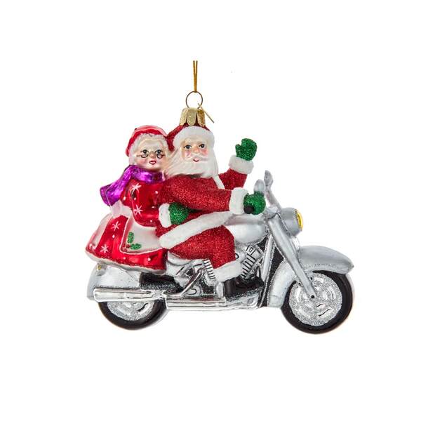 Item 107182 Noble Gems Santa Mrs Claus Motorcycle Ornament