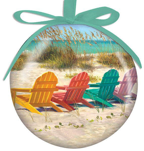 Item 108007 Colorful Adirondack Chairs Ball Ornament - Outer Banks