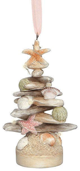Item 108108 Light Up Driftwood Tree With Shells Ornament