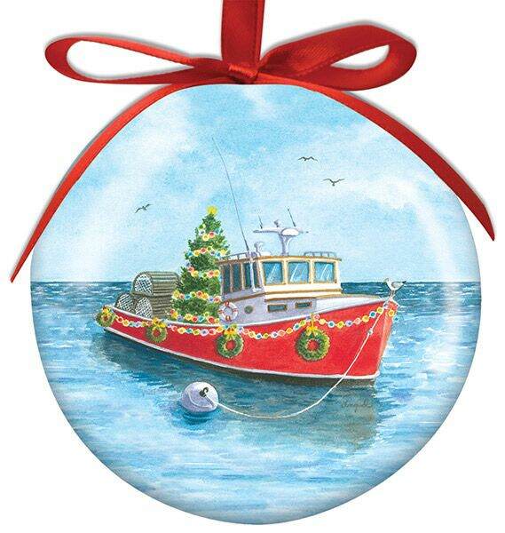 Item 108128 Ball Lobster Boat With Tree Ornament