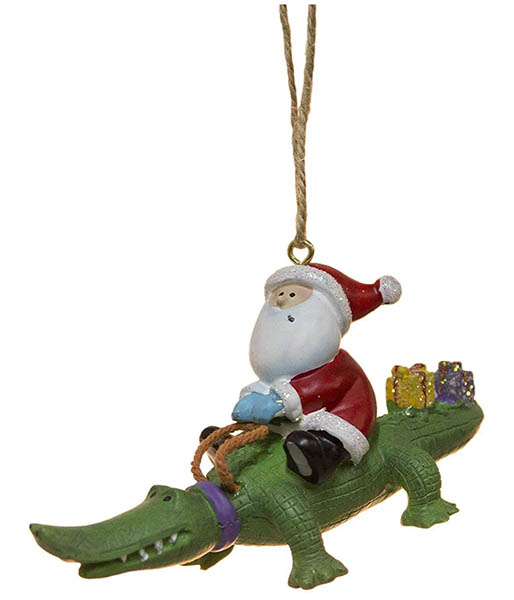 Item 108190 Santa On Alligator Ornament