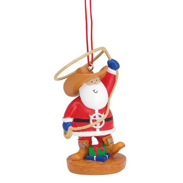 Item 108236 Cowboy Santa With Lasso Ornament