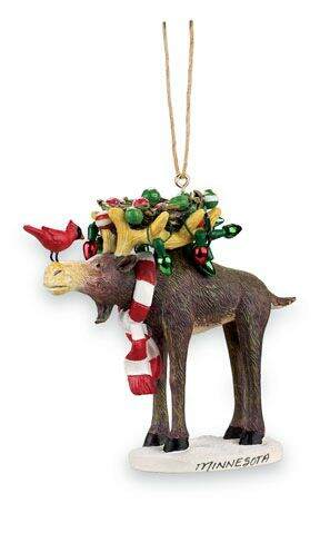 Item 108242 Moose With Birds Nest Ornament