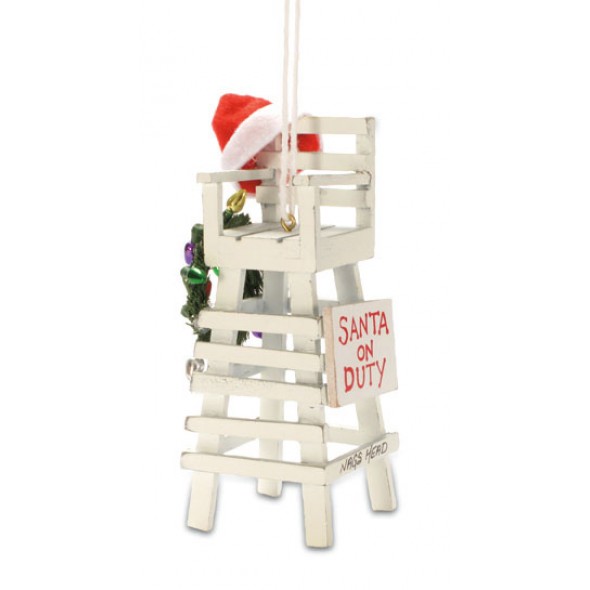 Item 108298 Santa On Duty Lifeguard Chair Ornament