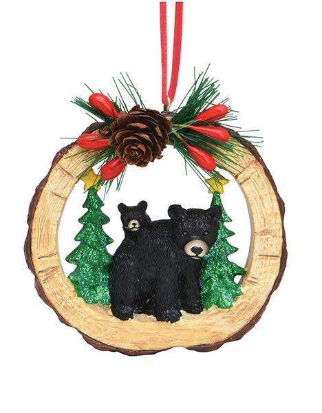 Item 108317 Wood Slice Bear Ornament