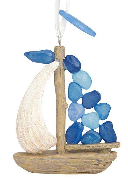 Item 108332 Sea Glass Sailboat Ornament