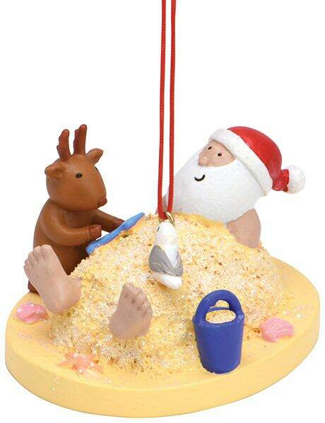 Item 108481 Santa Buried In Sand With Friend Ornament - Outer Banks