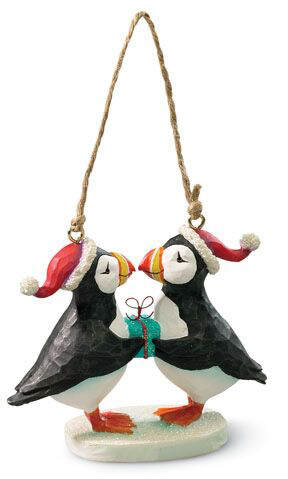 Item 108783 Puffins With Present Ornament