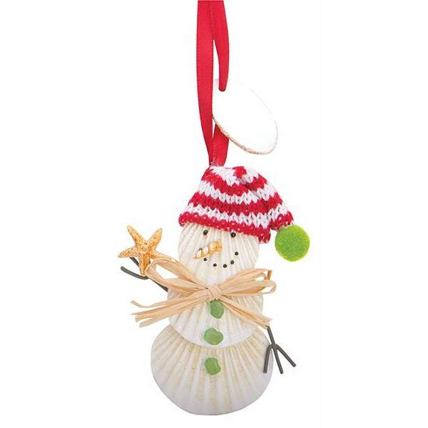 Item 108795 Shell Snowman With Tag Ornament