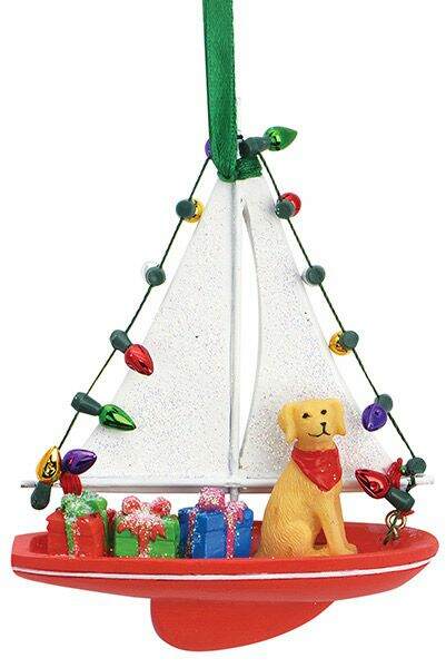 Item 108810 Dog In Sailboat With Lights Ornament