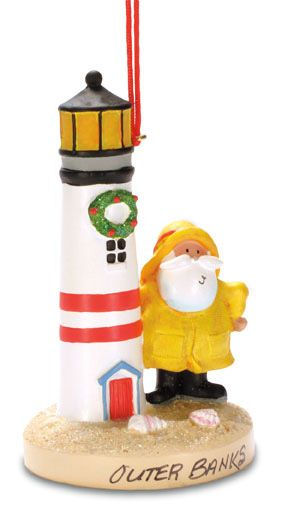 Item 108825 Salty And Lighthouse Ornament - Outer Banks
