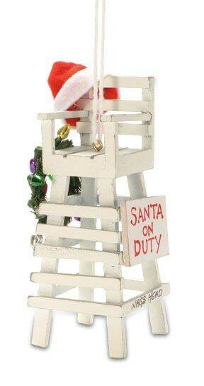 Item 109307 Santa On Duty Lifeguard Chair Ornament - Outer Banks