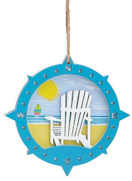 Item 109402 Laser Cut Wood Ornament Compass OBX