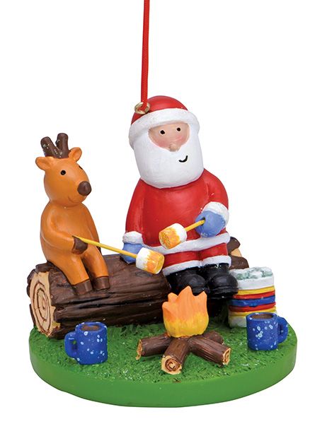 Item 109454 Santa and Reindeer Roasting Marshmallows Ornament
