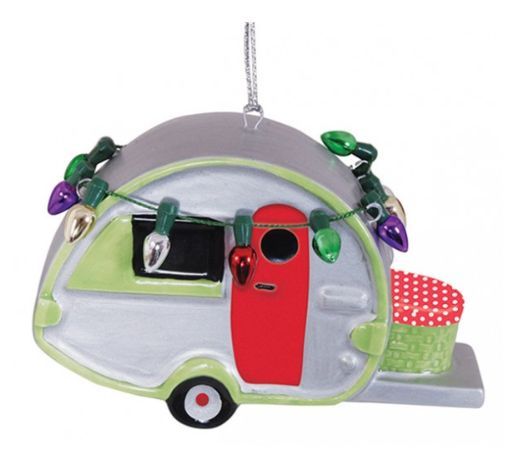 Item 109492 Gray/Green Teardrop Camper Ornament - Outer Banks
