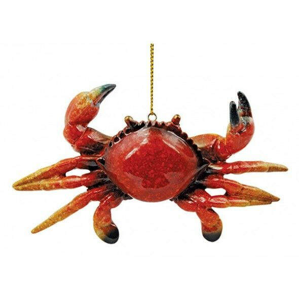 thumbnail image 2 of Hand Painted Red Crab Christmas Ornament - 3.5 Inch Holiday Decoration 2 of 3