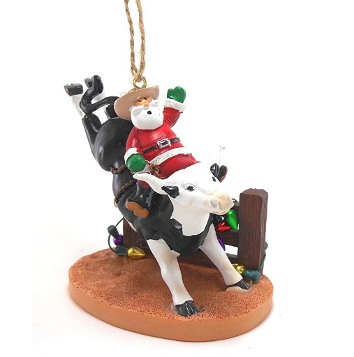 Item 109544 Cowboy Santa Riding Bull Ornament