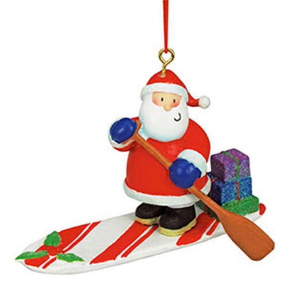 Item 109636 Paddleboarding Santa Ornament - Outer Banks