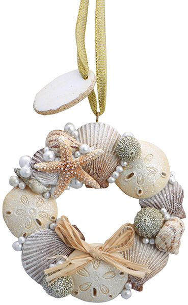 Item 109952 Seashell/Starfish/Sand Dollar Wreath Ornament - Outer Banks