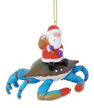 Item 109968 Blue Crab With Santa Ornament