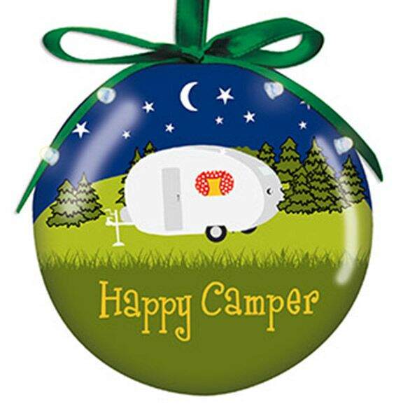 Item 109971 Light Up Happy Camper Ball Ornament