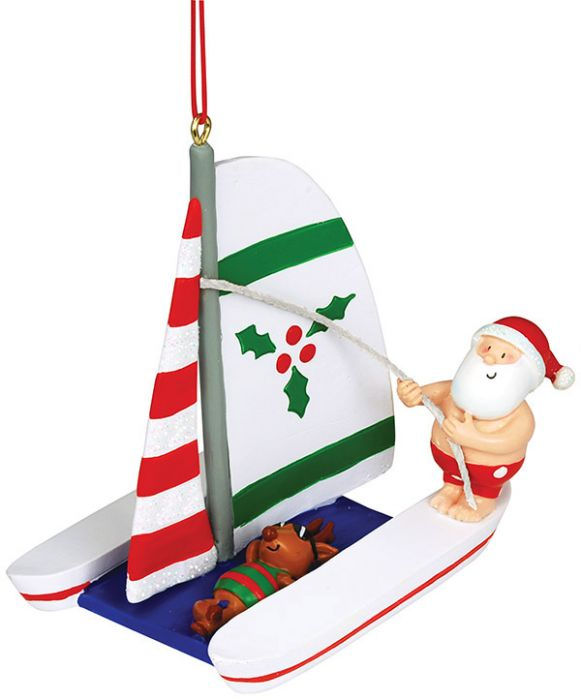 Item 109983 Catamaran With Santa & Reindeer Ornament