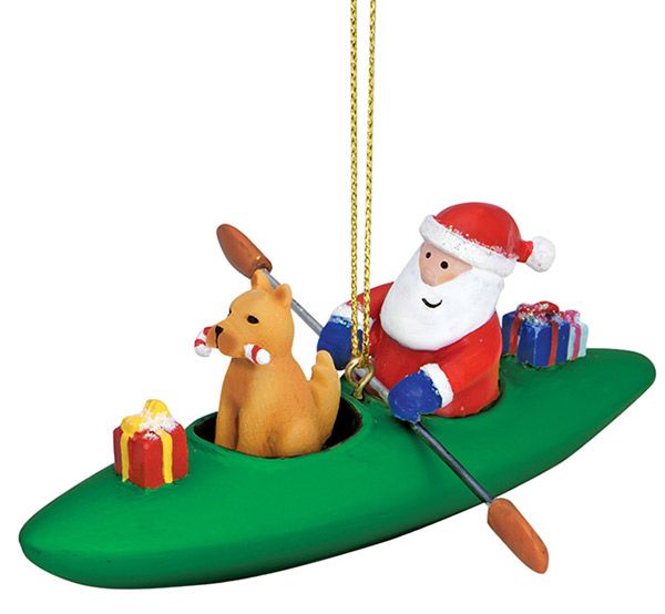Item 109991 Dog In Kayak With Santa Ornament