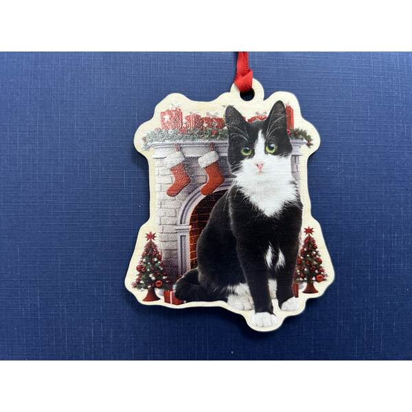 Item 117018 Black And White Cat Ornament