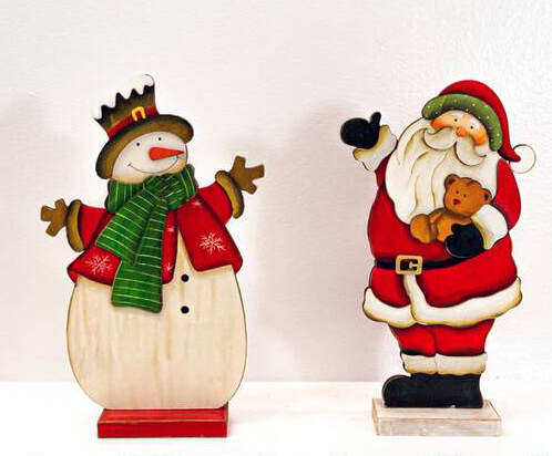 Item 127012 Wooden Snowman/Santa Figure