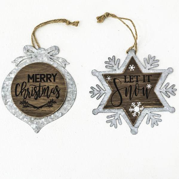 Item 128059 Silver & Brown Onion/Snowflake Ornament