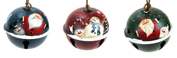 Item 128260 Santa/Snowman Jingle Bell Ornament