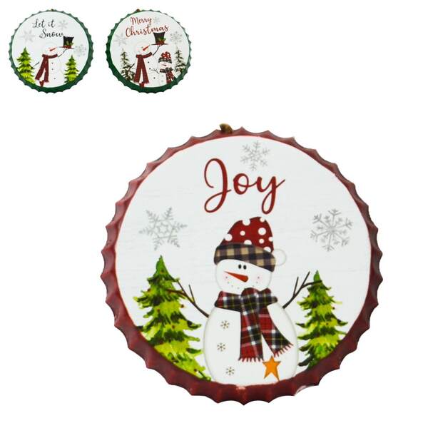 Item 128617 Snowman Christmas Bottle Cap Sign