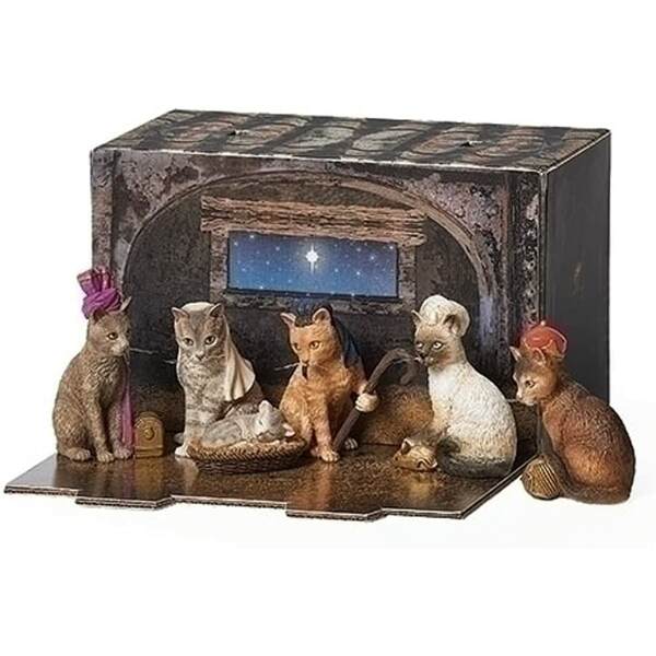 Item 134008 Cat Pageant Creche Printed Box Purfect Pageant Nativity