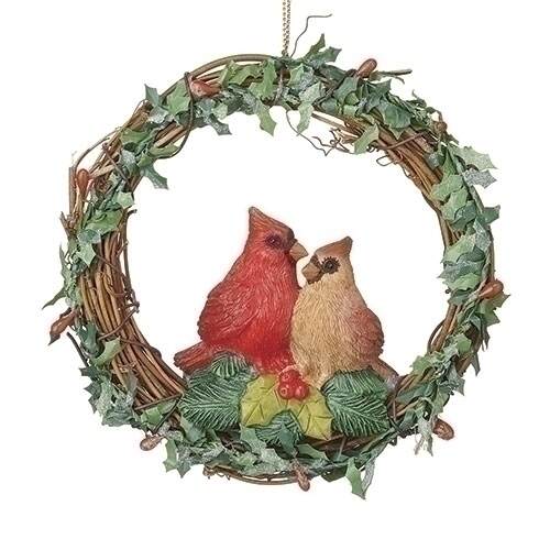 Item 134146 Wreath With Cardinals Ornament