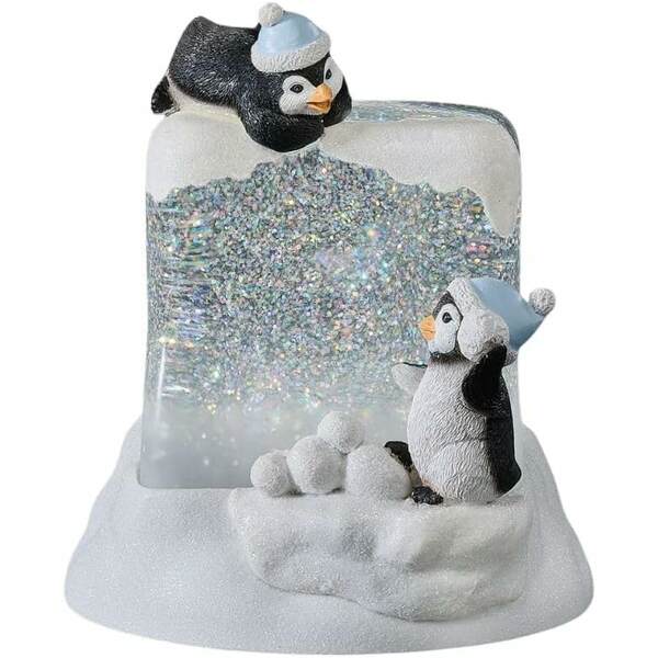 Item 134169 Lighted Swirl Penguins On Cube