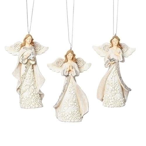 Item 134292 White Lace Look Angel Ornament