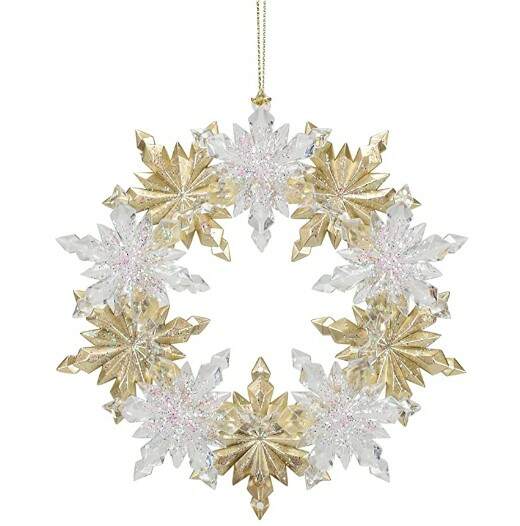 Item 134431 Clear/Champagne Gold Wreath Ornament