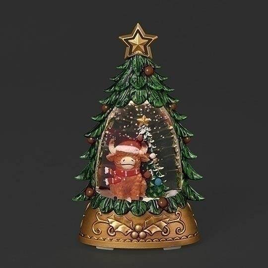 Item 135013 Lighted Highland Cow Tree Lantern