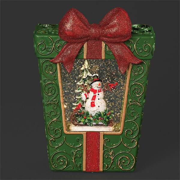 Item 135019 Lighted Swirl Present Lantern