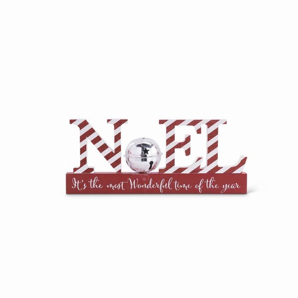 Item 140019 Red/White Noel Cutout Tabletop Sign With Bell