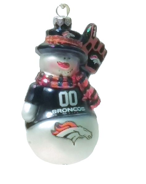 Item 141339 Denver Broncos Glittered Snowman Ornament