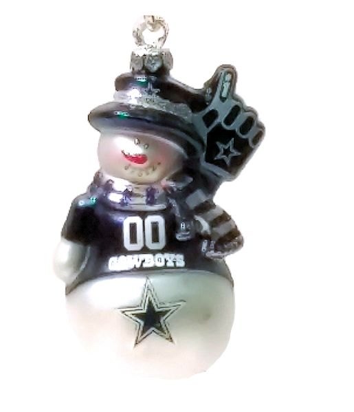 Item 141343 Dallas Cowboys Glittered Snowman Ornament