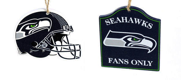 Item 141471 Seattle Seahawks Helmet/Fans Only Sign Ornament