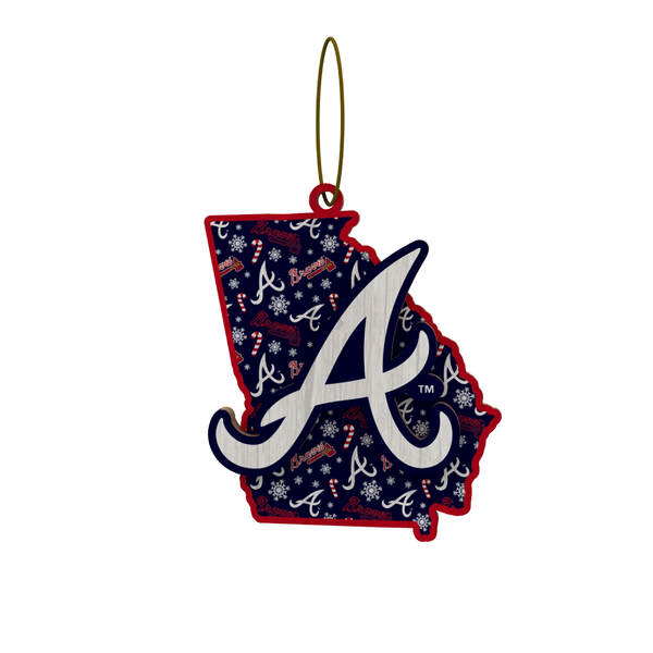 Item 143402 Atlanta Braves Wood State Ornament