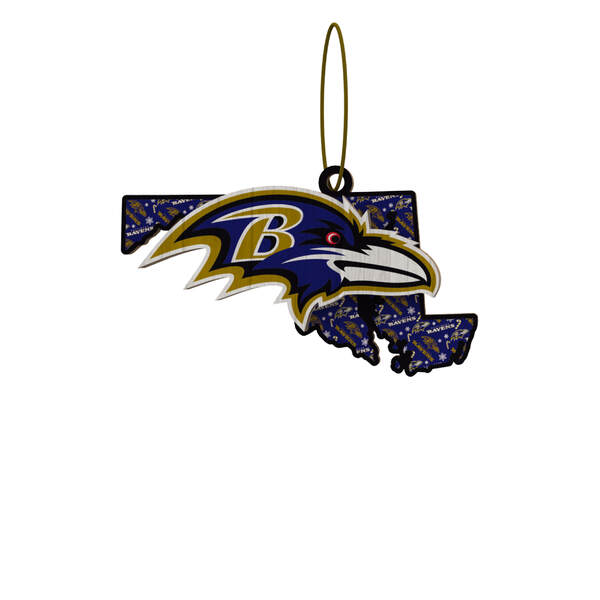 Item 143408 Baltimore Ravens Wood State Ornament