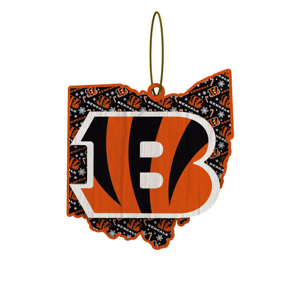 Item 143409 Cincinnati Bengals Wood State Ornament